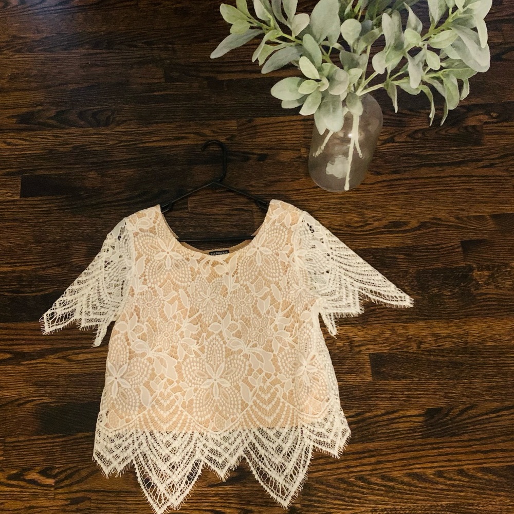 White lace Top. Size small. Express Brand